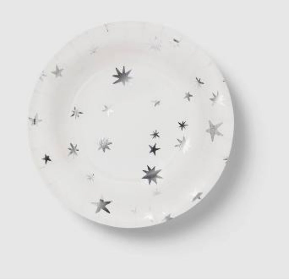 ⭐️ Metallic Star Snack Plates – 20ct Party Pack