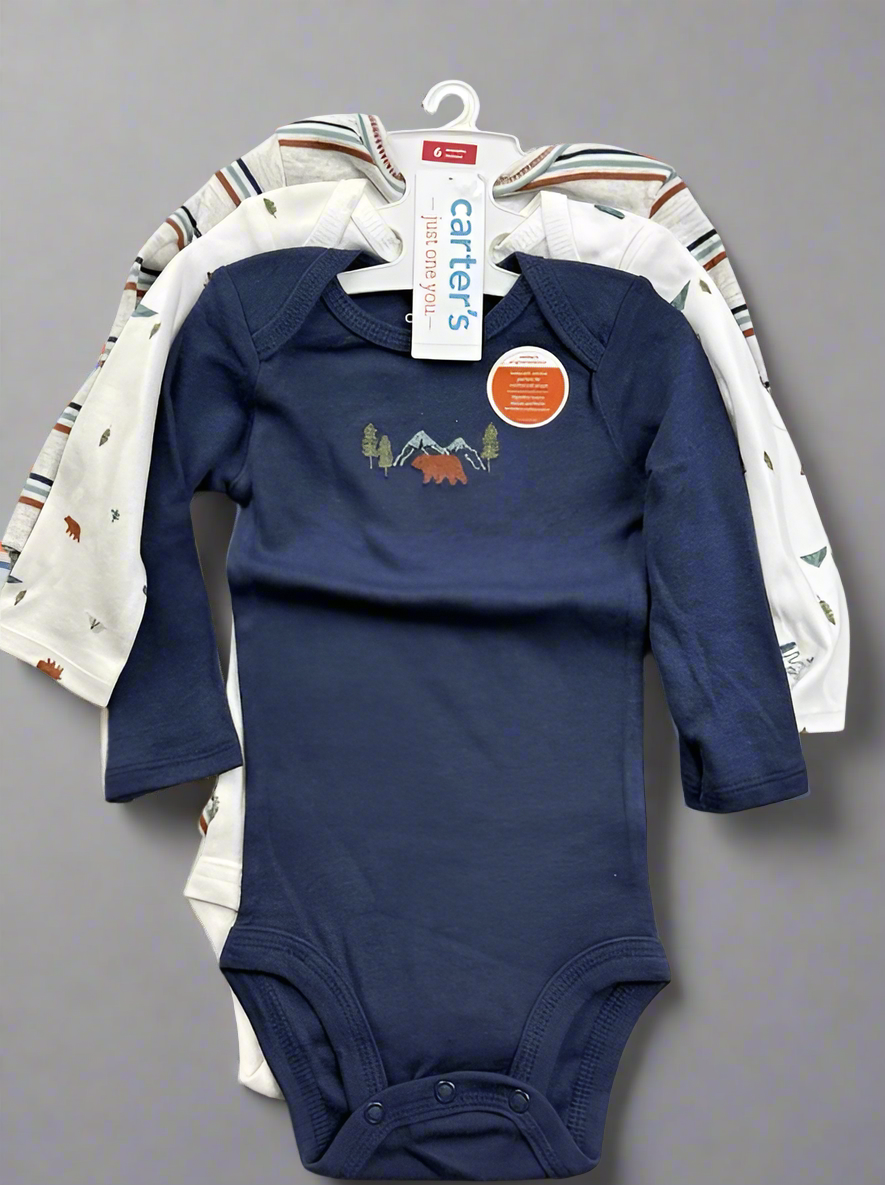 👶 Carter’s Just One You – 3-Pack Long Sleeve Bodysuits (Size 6M)