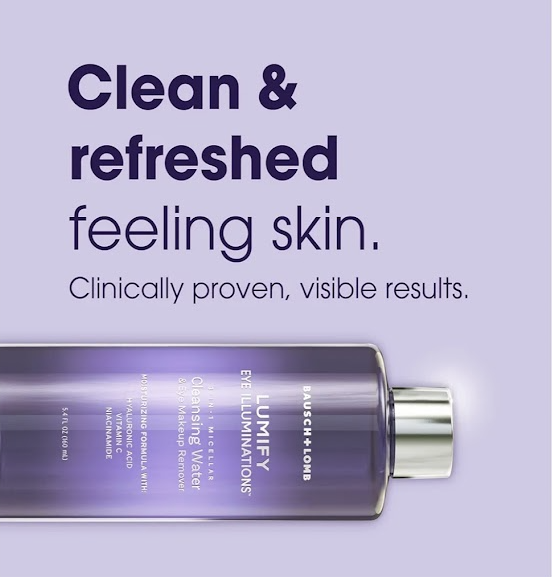 🌿✨ Bausch + Lomb Lumify Eye Illuminations Cleansing Water & Eye Makeup Remover (160mL)