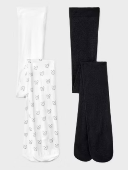 π€π€ Cat & Jack Girlsβ 2-Pack Tights β Black & White Butterfly Print