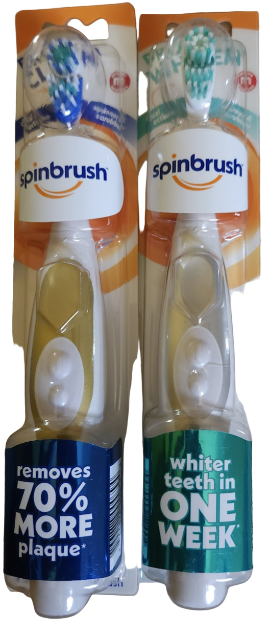 2 Pack (Medium and Soft Bristles)-Spinbrush Pro Electric Toothbrush
