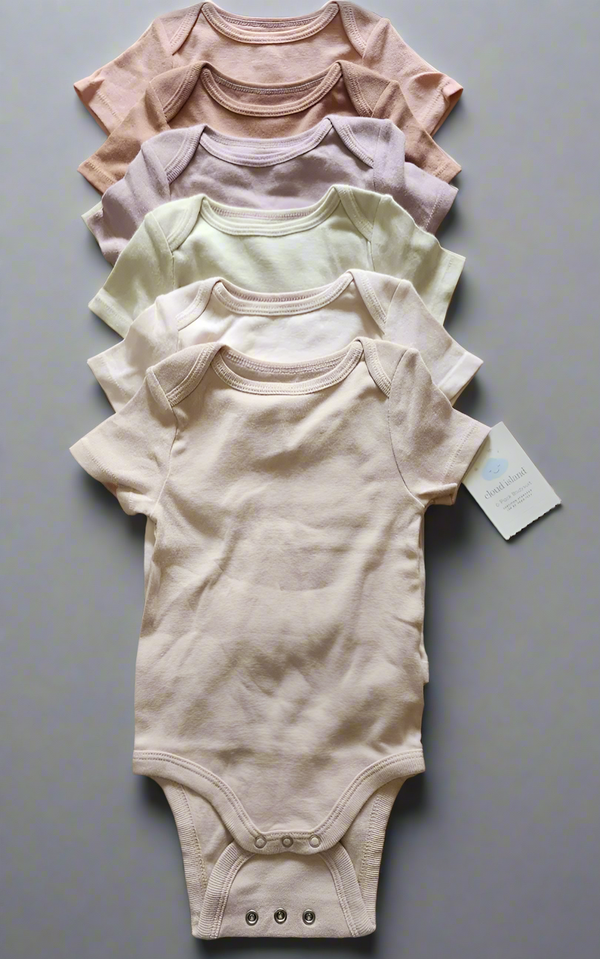 Cloud Island Baby Bodysuits – 6 Pack (6–9 Months)