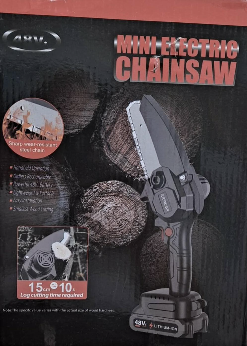 48V Mini Electric Chainsaw β Rechargeable, Handheld & Powerful