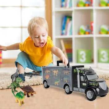 🦖 MOBIUS Toys Dinosaur Truck Carrier – 12‑Piece Dino Playset