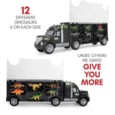 🦖 MOBIUS Toys Dinosaur Truck Carrier – 12‑Piece Dino Playset
