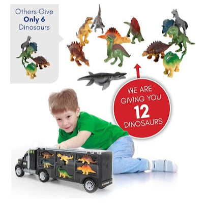🦖 MOBIUS Toys Dinosaur Truck Carrier – 12‑Piece Dino Playset