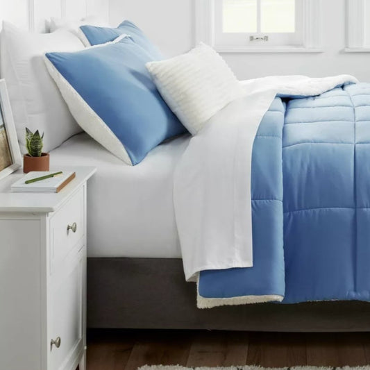 ποΈ Room Essentials Faux Shearling Reversible Comforter β Twin/Twin XL (Blue) π
