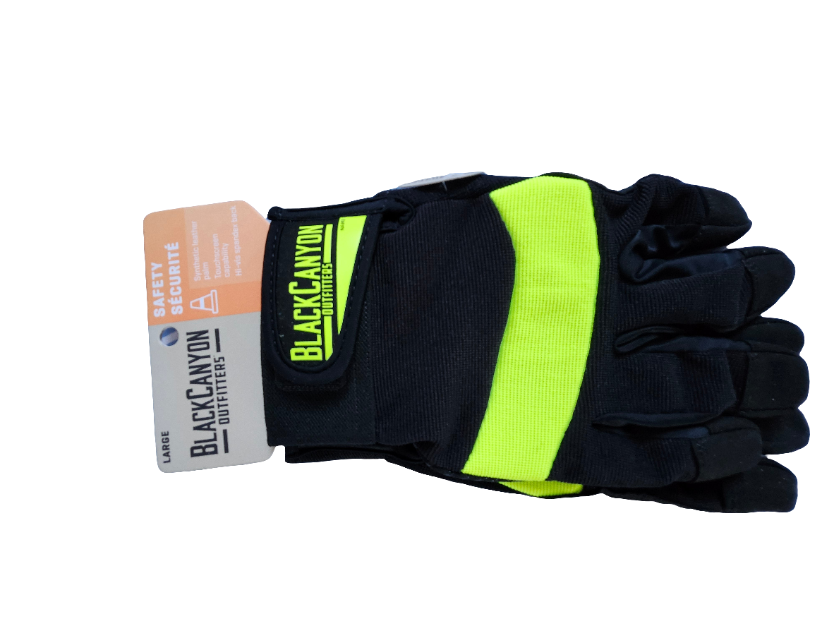 𧤠BlackCanyon Outfitters Menās Safety Gloves ā Large (HiāVis Yellow/Black)