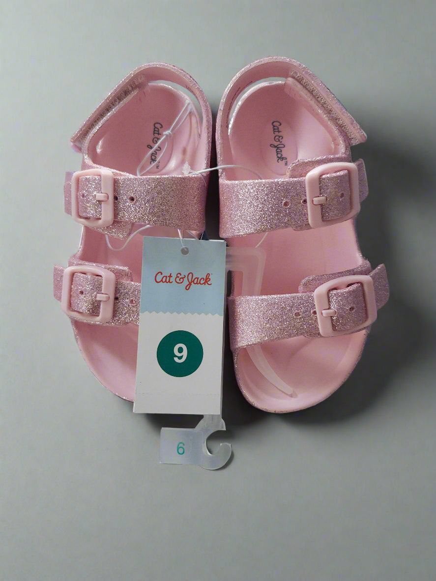 π§ Cat & Jack Pink Glitter Sandals β Toddler Size 9