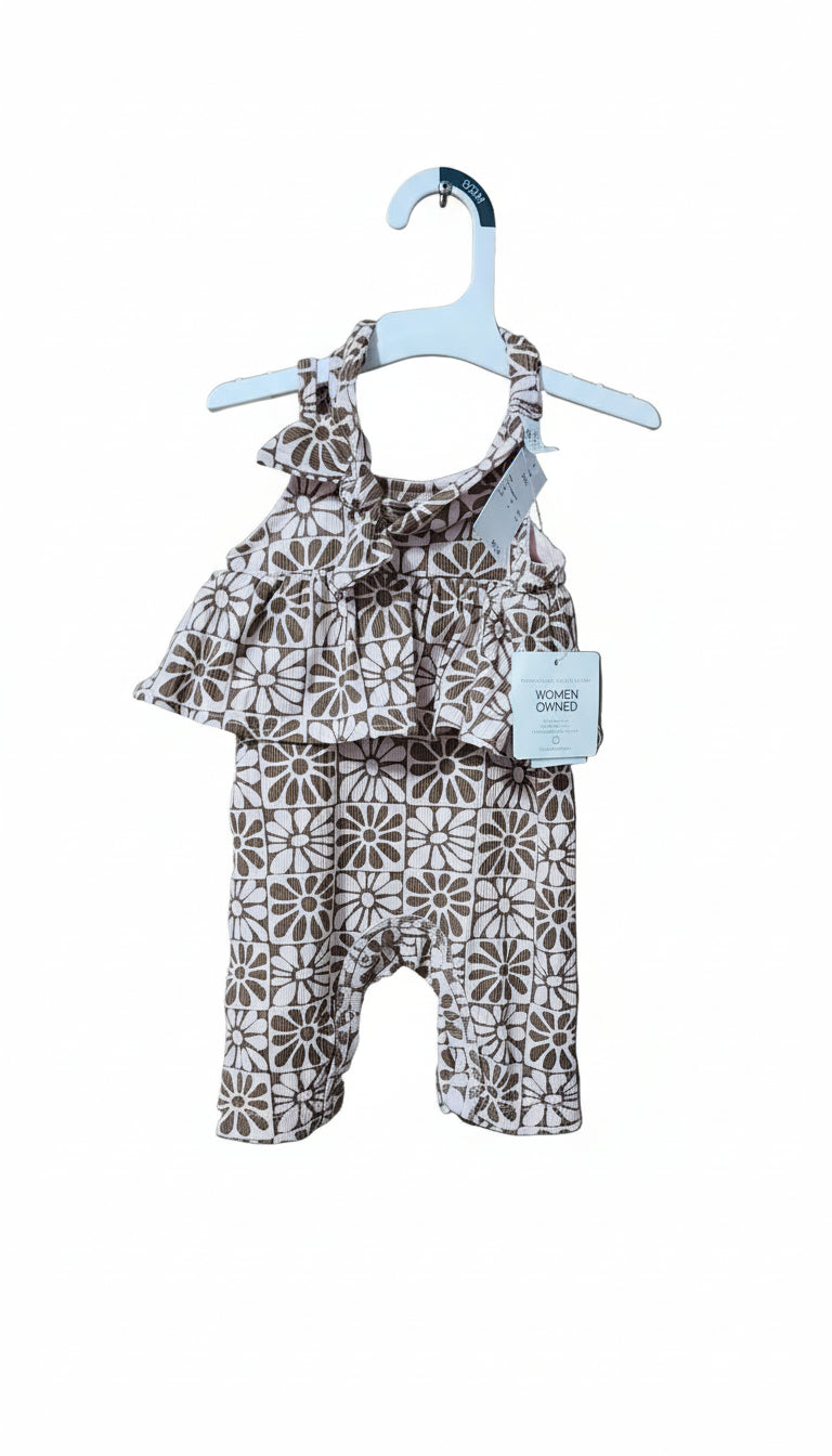 🌸 Baby Girl Floral Ruffle Romper – 0–3 Months 🌸