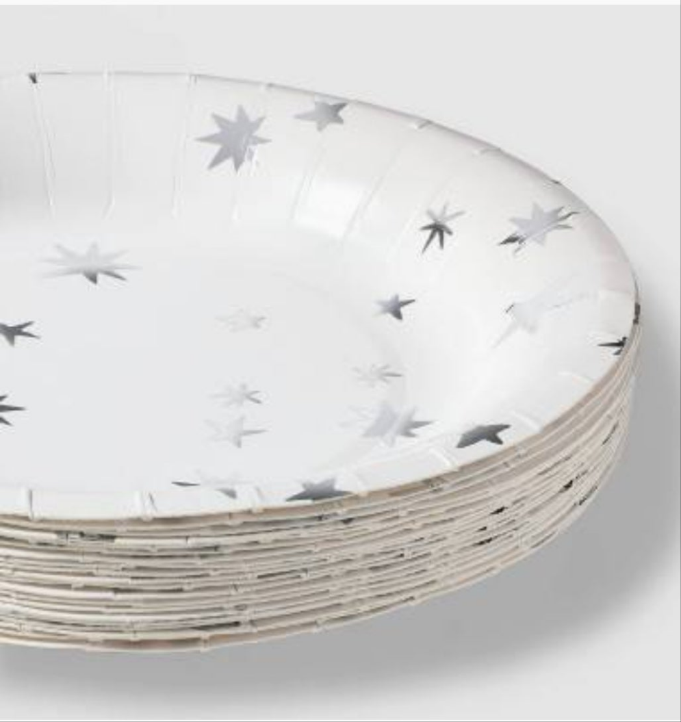 ⭐️ Metallic Star Snack Plates – 20ct Party Pack