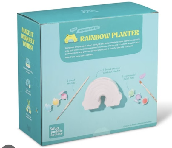 Mud Puddle Society™ Paint-Your-Own Rainbow Planter Kit – DIY Ceramic Craft (Ages 8+)