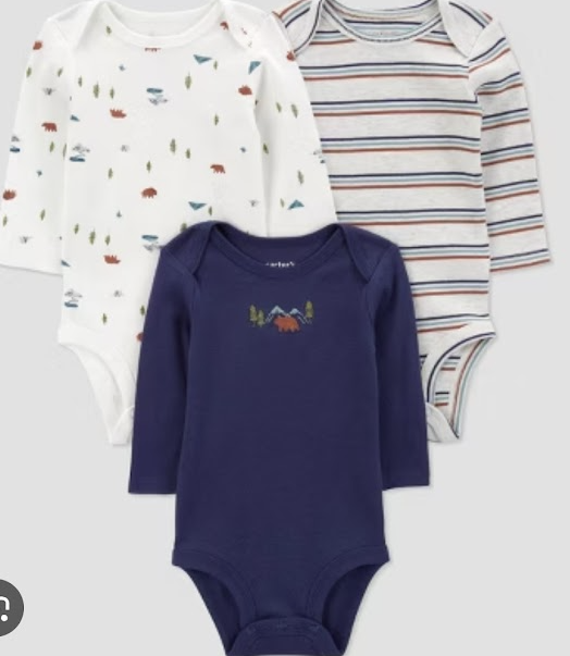 👶 Carter’s Just One You – 3-Pack Long Sleeve Bodysuits (Size 6M)