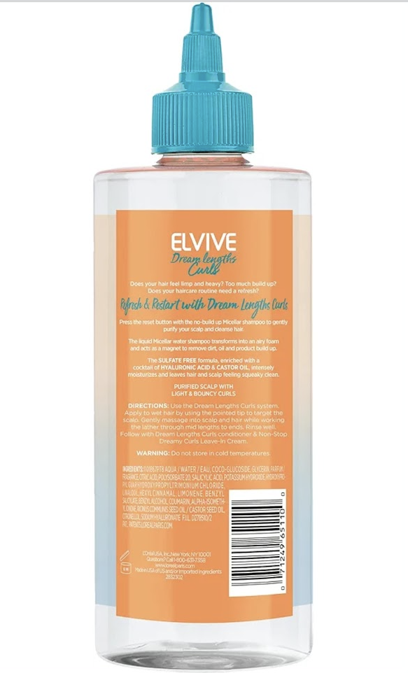 🌊 L’Oréal Elvive Dream Lengths Curls No Build-Up Micellar Shampoo – 500ml