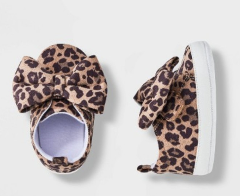 🐆 Cat & Jack™ Baby Girls’ Leopard Bow Sneakers – 9–12M