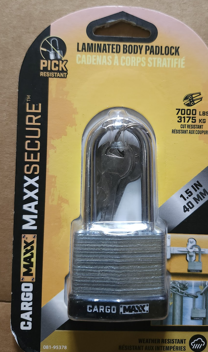 Cargo Maxx Laminated Body Padlock – 1.5 in (40 mm)