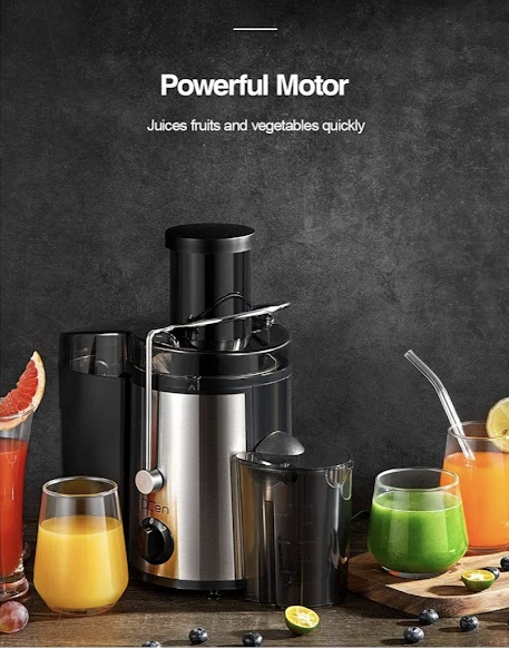 🍎 Stainless Steel Juice Extractor – Wide Mouth, 2-Speed Power Juicer