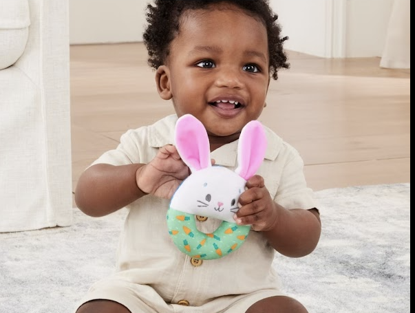 Ms. Rachel “Hop Little Bunnies” Soft Rattle – Baby Sensory Toy (1+)