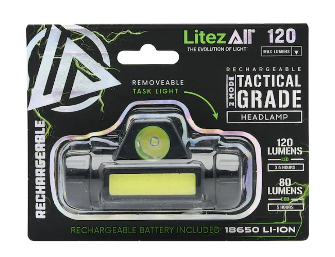 🔦 LiteZall Rechargeable Headlamp – Dual Mode (120 Lumens)