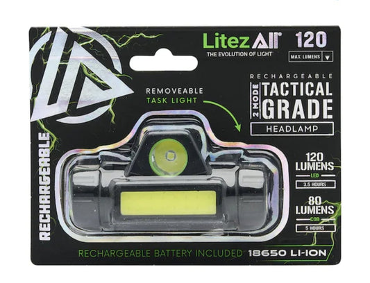 🔦 LiteZall Rechargeable Headlamp – Dual Mode (120 Lumens)