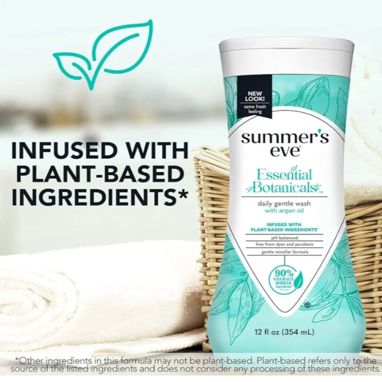 🌸 Summer’s Eve Essential Botanicals Gentle Wash – Argan Oil (Pack of 2, 12 fl oz each)