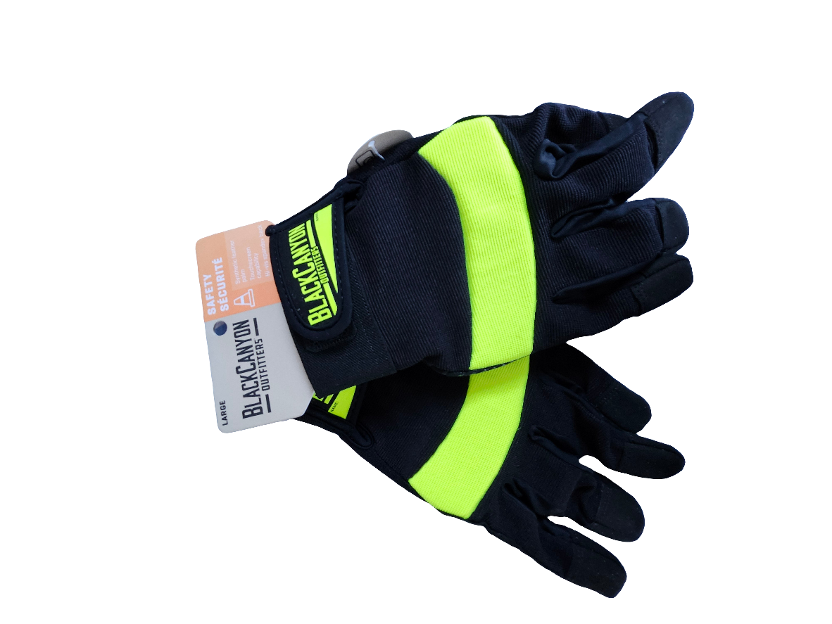 🧤 BlackCanyon Outfitters Men’s Safety Gloves – Large (Hi‑Vis Yellow/Black)