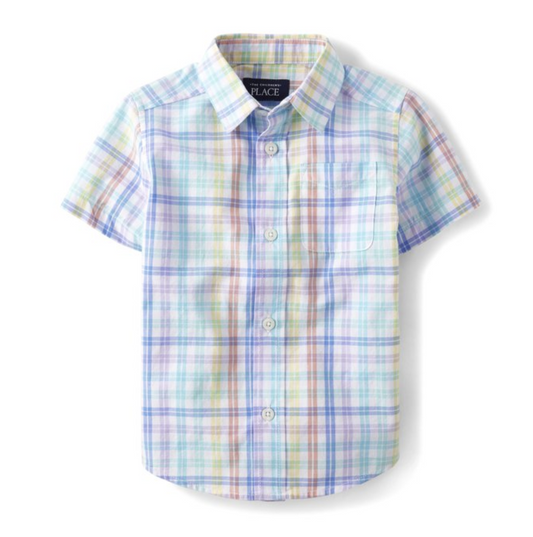 Boys Plaid Short Sleeve Button-Down Shirt