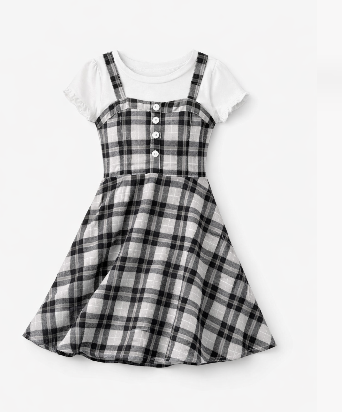 Girls Plaid Dress with Tee