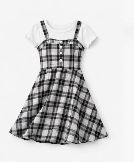 Girls Plaid Dress with Tee