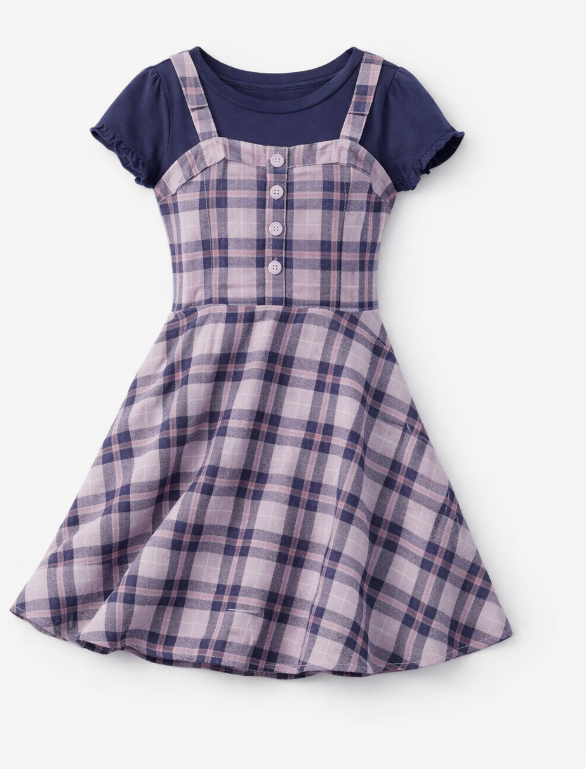 Girls Plaid Dress with Tee