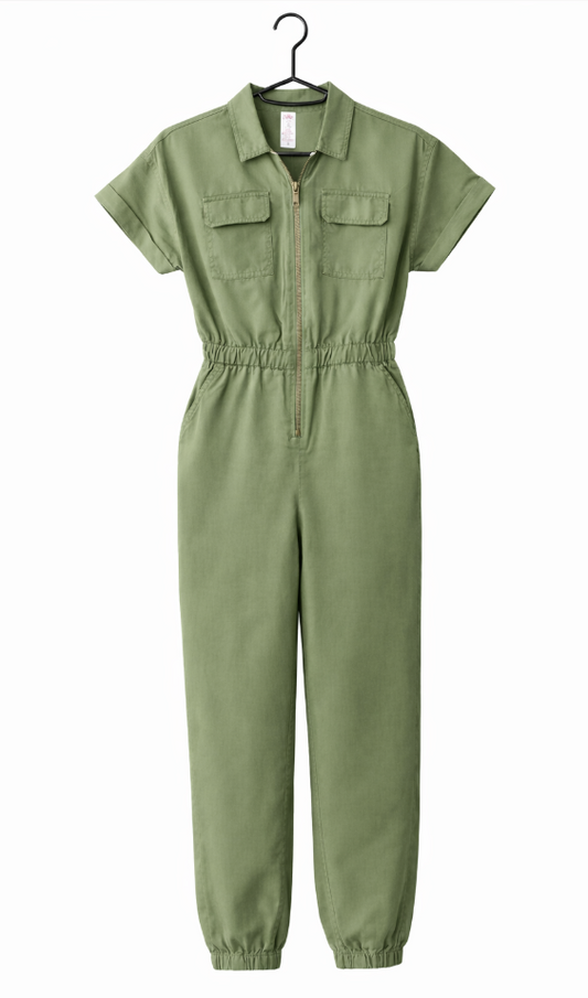 Justice Girls Olive Utility Zip Jumper
