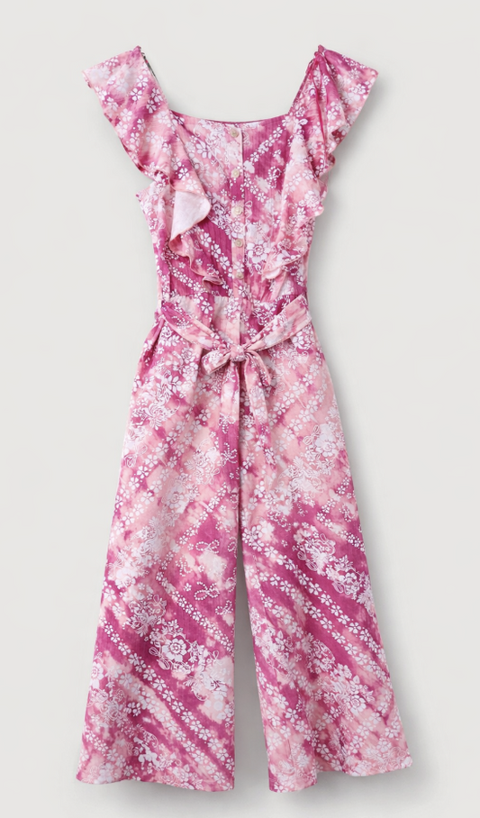 Justice Girls Pink Floral Ruffle Jumpsuit