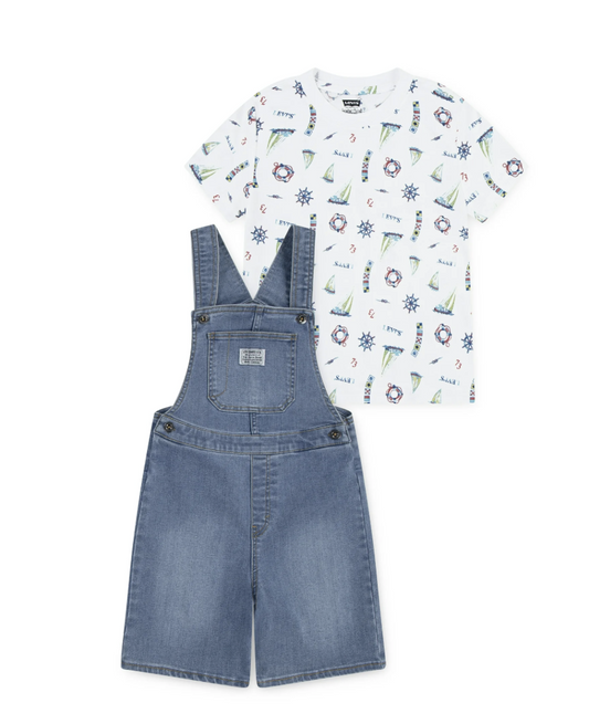 Levi's Toddler Boys Sailor Tee & Denim Overall Set