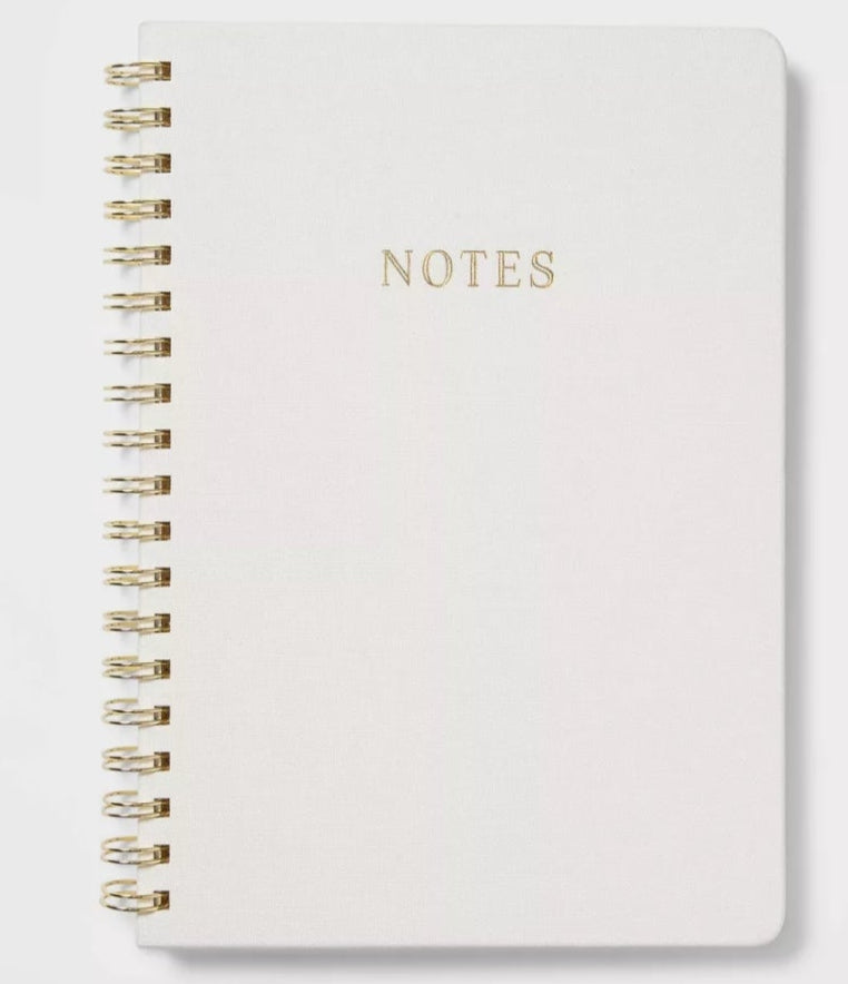 📓 Cream Linen Journal – Gold “NOTES” Embossed