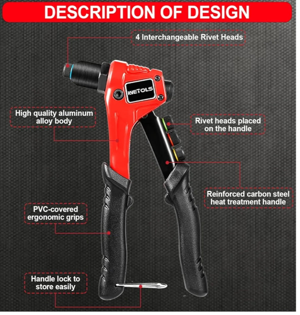 🔧 WETOLS Pop Rivet Gun Kit – Complete Riveting Solution