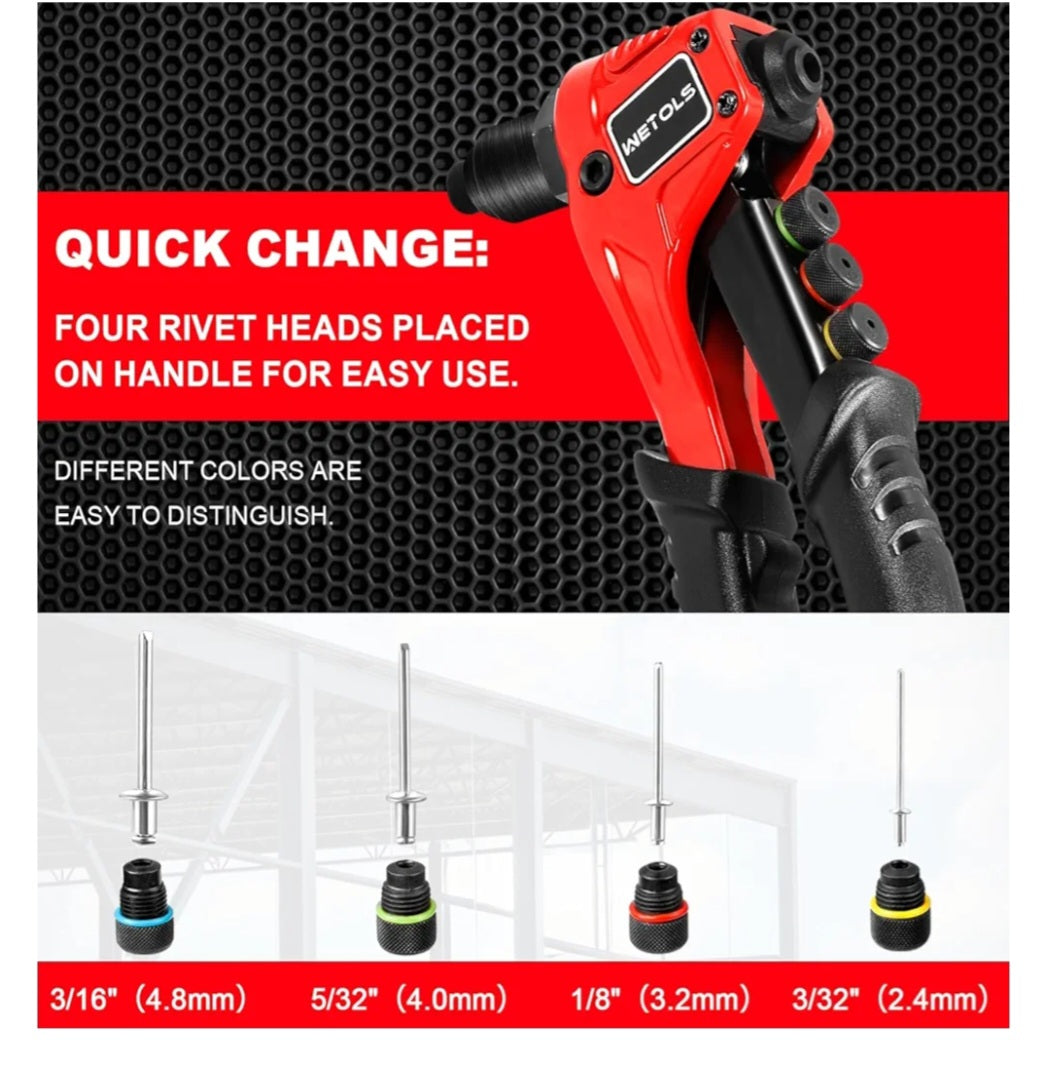 🔧 WETOLS Pop Rivet Gun Kit – Complete Riveting Solution