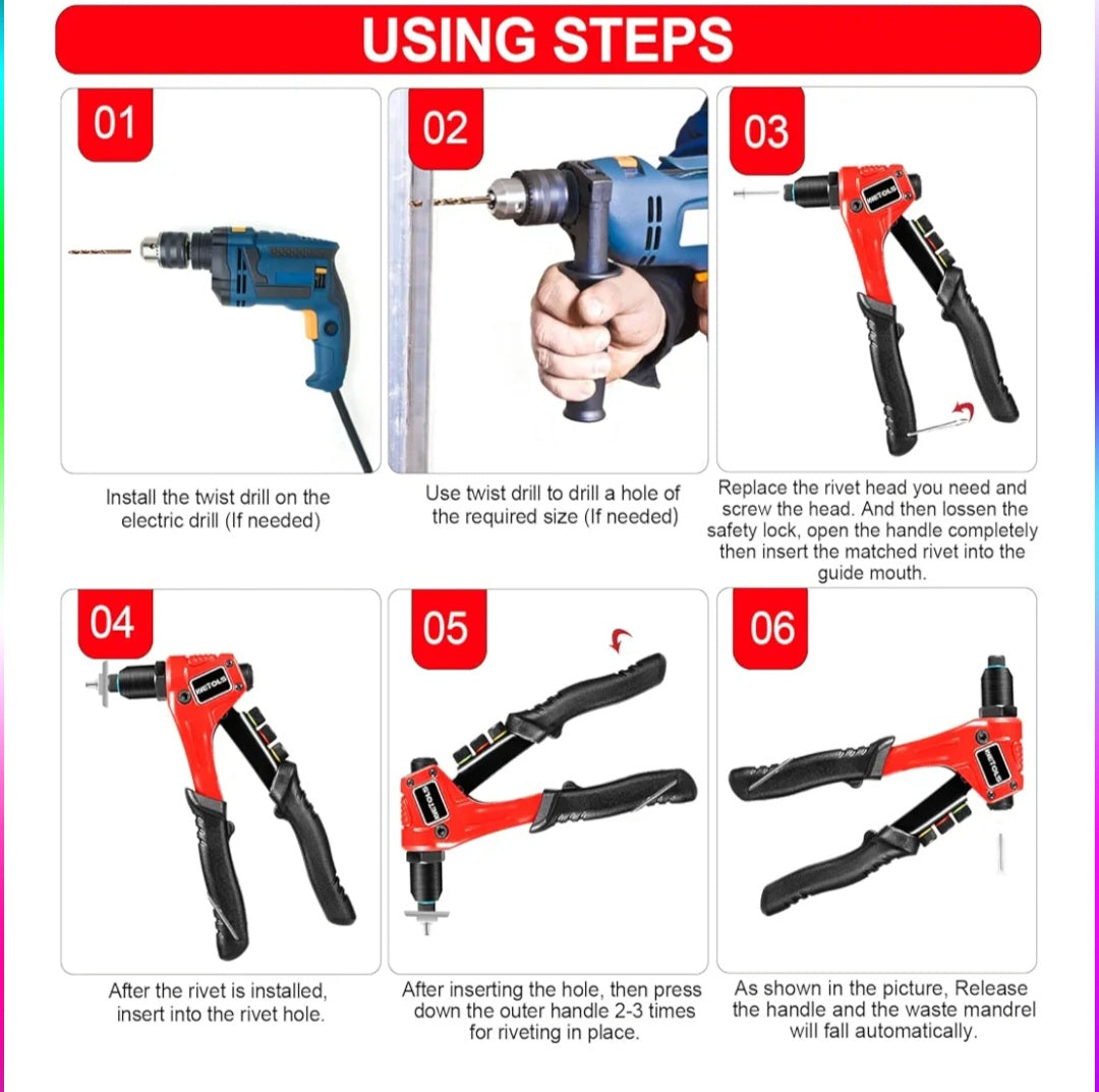 🔧 WETOLS Pop Rivet Gun Kit – Complete Riveting Solution