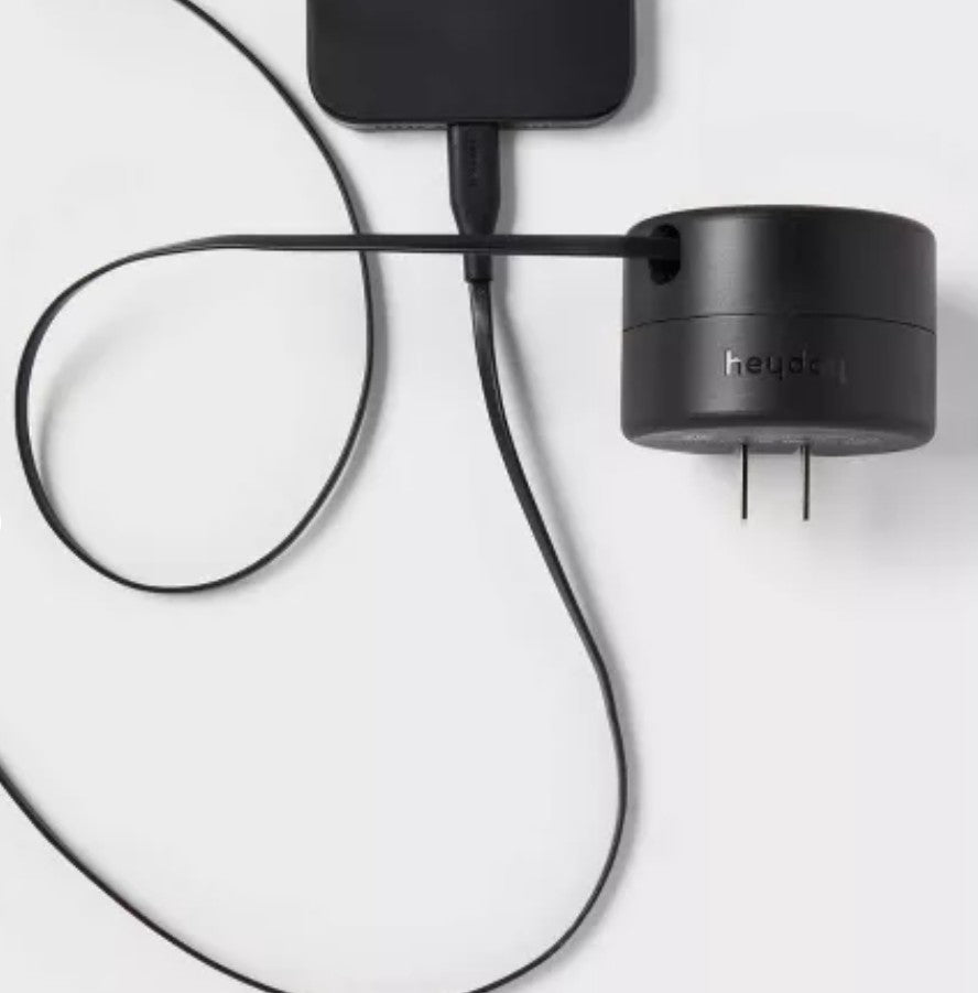 🔌🖤 Heyday™ USB-C Wall Charger with Retractable Cable – Black