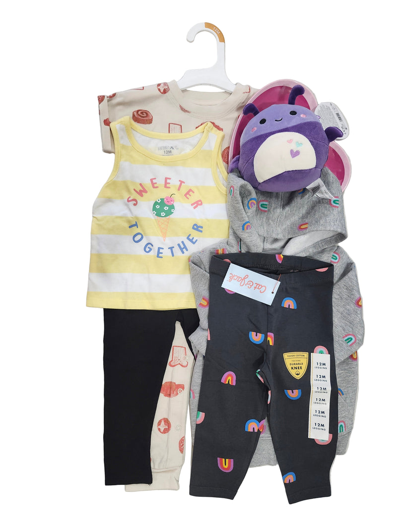 🌈 Girls’ Rainbow Adventure & Cozy Bundle – Size 12M